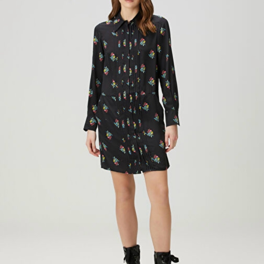 Zadig & Voltaire Black and White Long Sleeve Shirt Dress